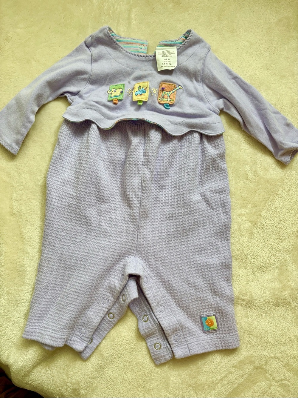 VTG 1999 Carter's John Lennon Real Love Purple Romper Waffle Knit 3-6m EUC